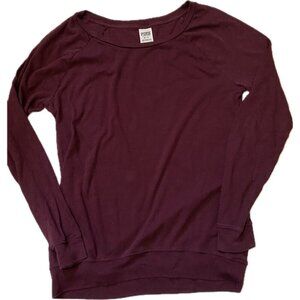 PINK Victoria's Secret Pajama Top Burnout Maroon Size XS Long Sleeve  B17